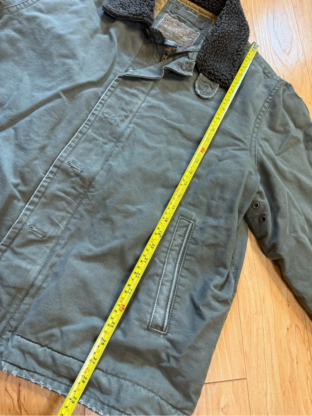 Arizona Jean Co Mens XXL Canvas Sherpa Collar Field Jacket Olive Green NWT